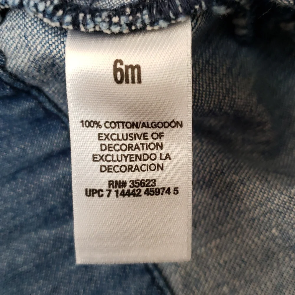 Carter's Blue Jean Overall Dress, Size 6 Months